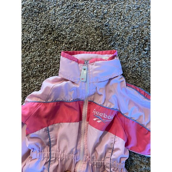 Vintage Reebok 90s Y2K Toddler Girl Jacket Pink with Fold in Hood 4T - Picture 3 of 7